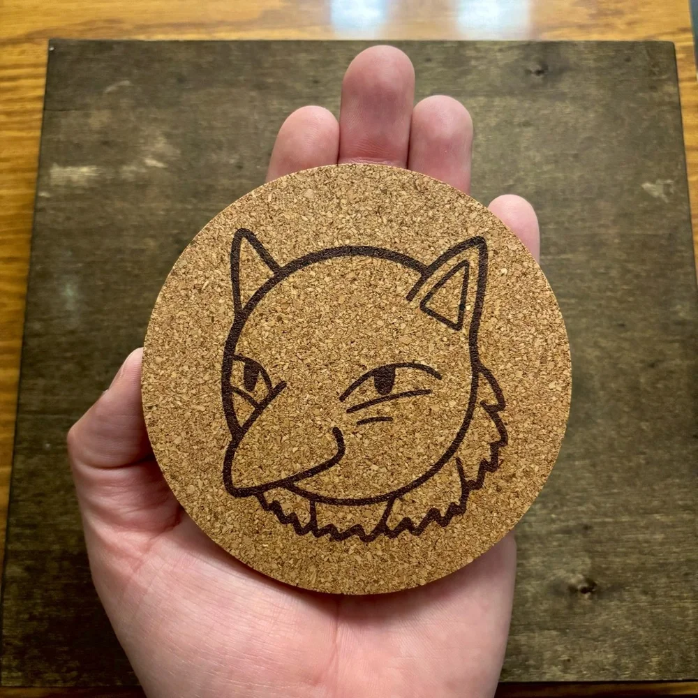 Pokemon Hypno Face Laser Engraved Cork Coaster